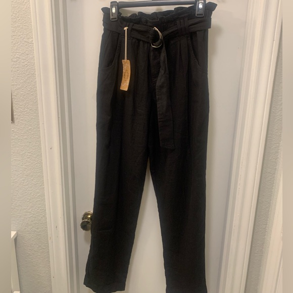 New mason & belle Women's Paperbag Waist Pants Black Size medium - Picture 9 of 10